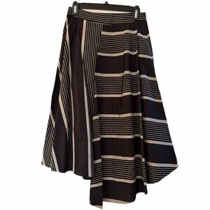 Eva Franco Asymmetrical Black and White Striped Skirt